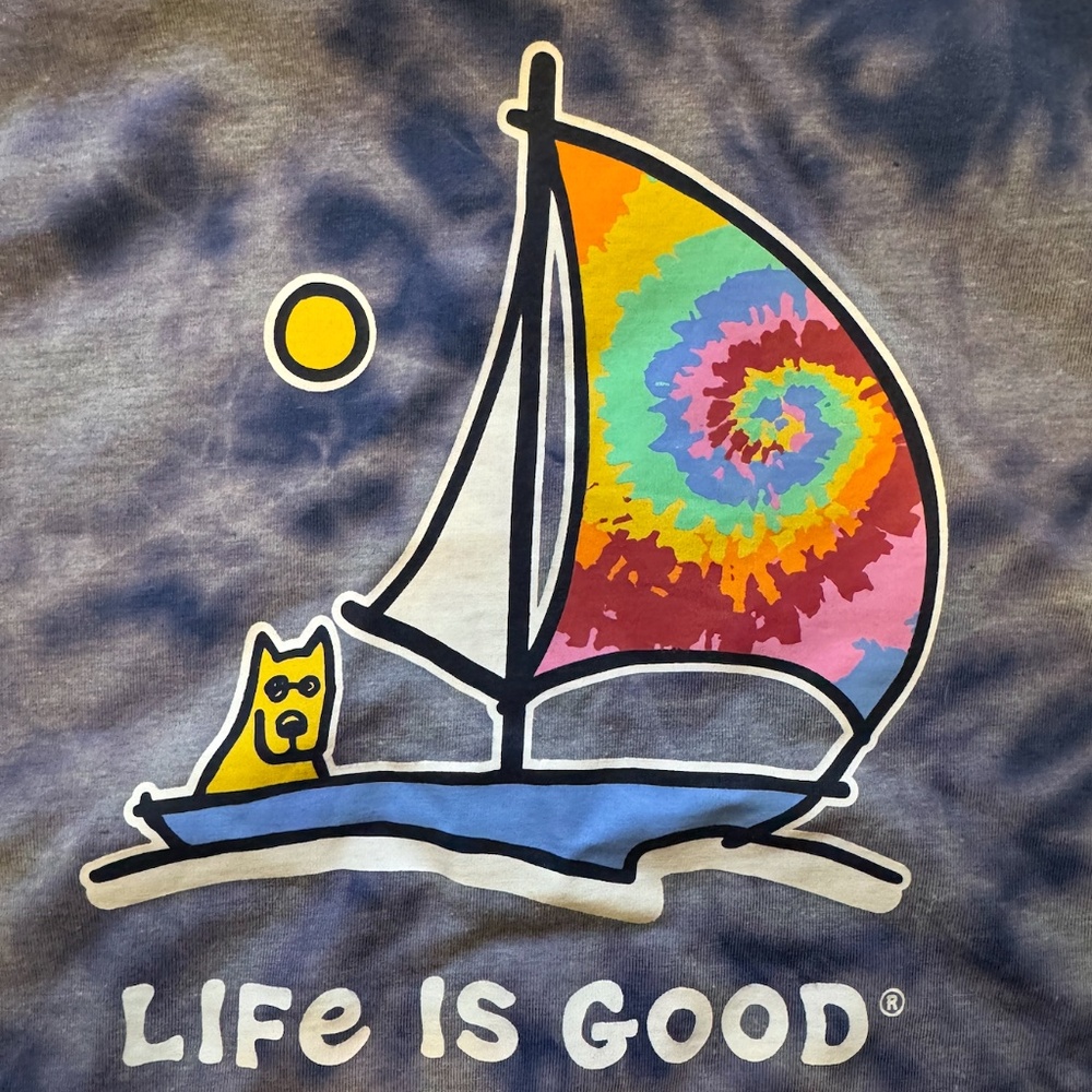 CUSTOM Life is Good Unisex Kids Medium T-Shirt Rocket Tie Dye Sailboat